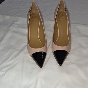 Tory Burch Cream and Black High Heel Pumps